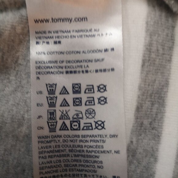 Tommy Hilfiger Ladies Size Medium Grey & White Stripe Short Sleeve T-shirt - Picture 4 of 4